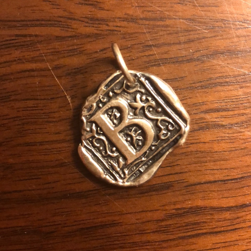 B sterling silver charm